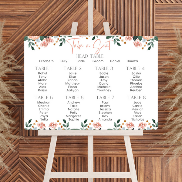 Pink & Peach Floral Take A Seat Sign