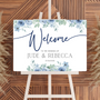 blue floral wedding welcome sign - personalised wedding signs