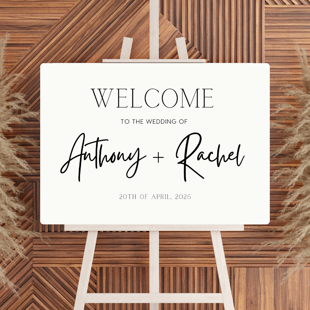 minimalist wedding welcome sign - affordable personalised welcome signs