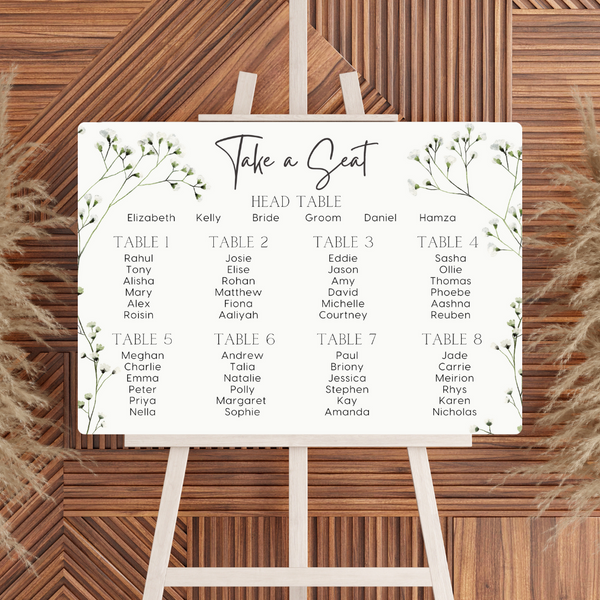 Baby's Breath Floral Take A Seat Sign