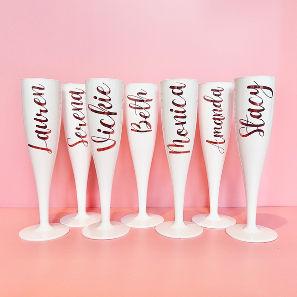 personalised flutes for hen party - customizable flutes for wedding celebrations