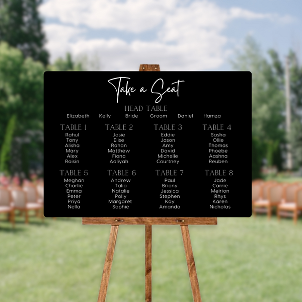 timeless black seating plan wedding sign - personalised wedding sign