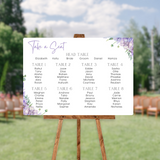 lilac and lavender floral seating plan sign for wedding - personalised wedding sign