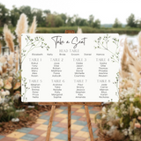 baby's breath floral seating plan wedding sign - affordable perosnalised wedding signs