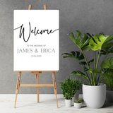 timeless white simple wedding welcome sign - personalised wedding signs