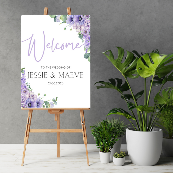 Lilac & Lavender Floral Welcome Sign