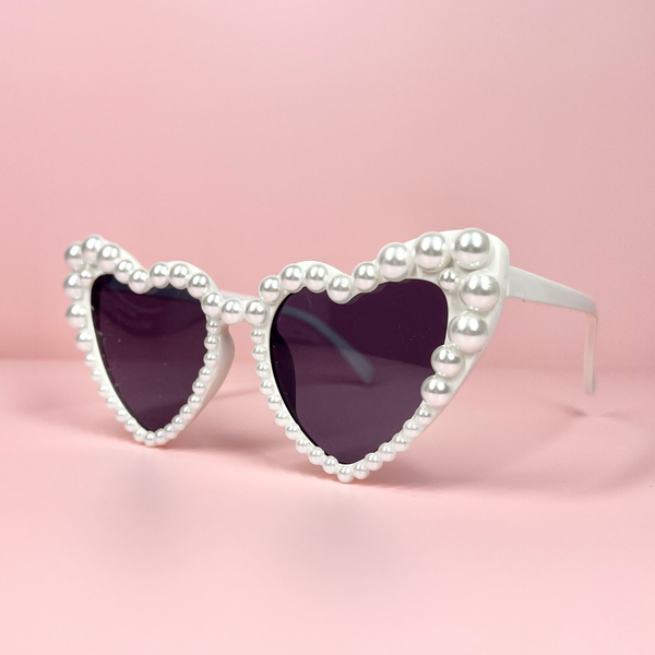 pearl embellished heart shaped sunglasses - bride sunglasses