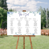 Blue floral seating plan sign for wedding - personalised wedding sign