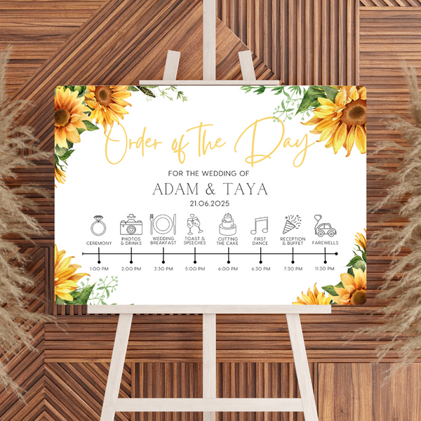 Sunflowers Floral Order Of The Day Sign