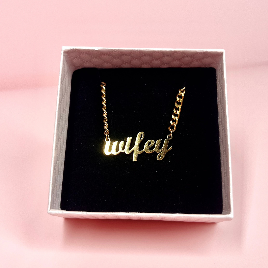 necklace for brides - wifey gold necklace