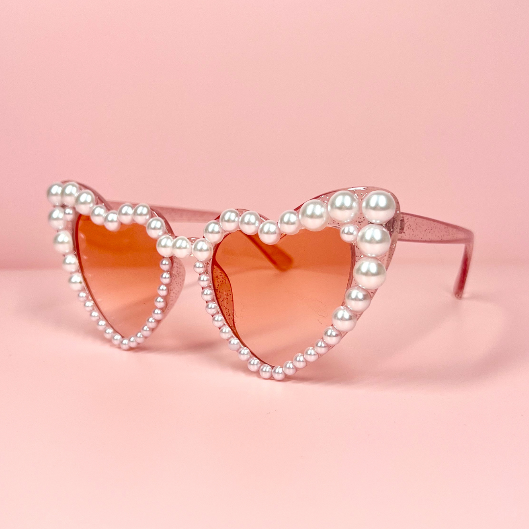 pearl embellished heart shaped sunglasses - bride sunglasses