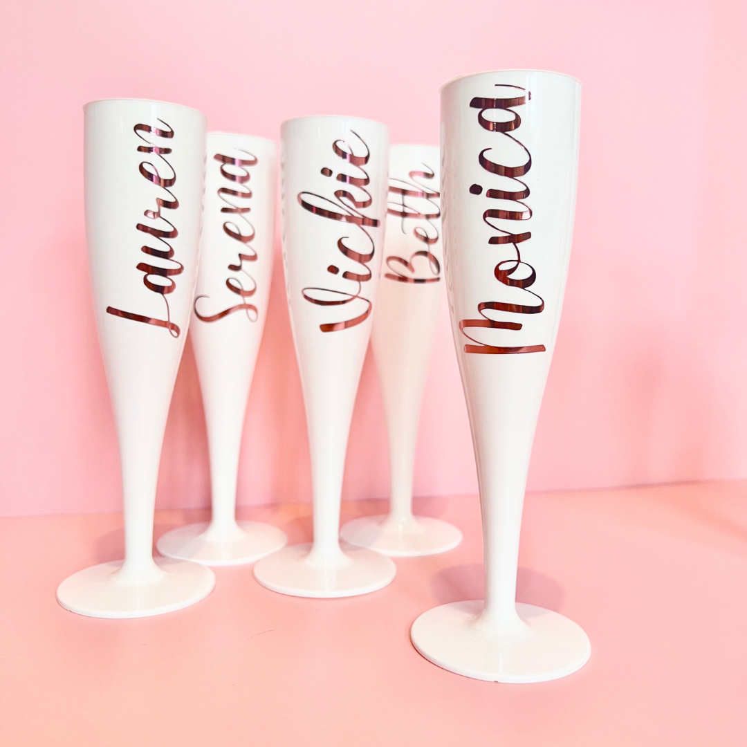 personalised flutes for hen party - customizable flutes for wedding celebrations