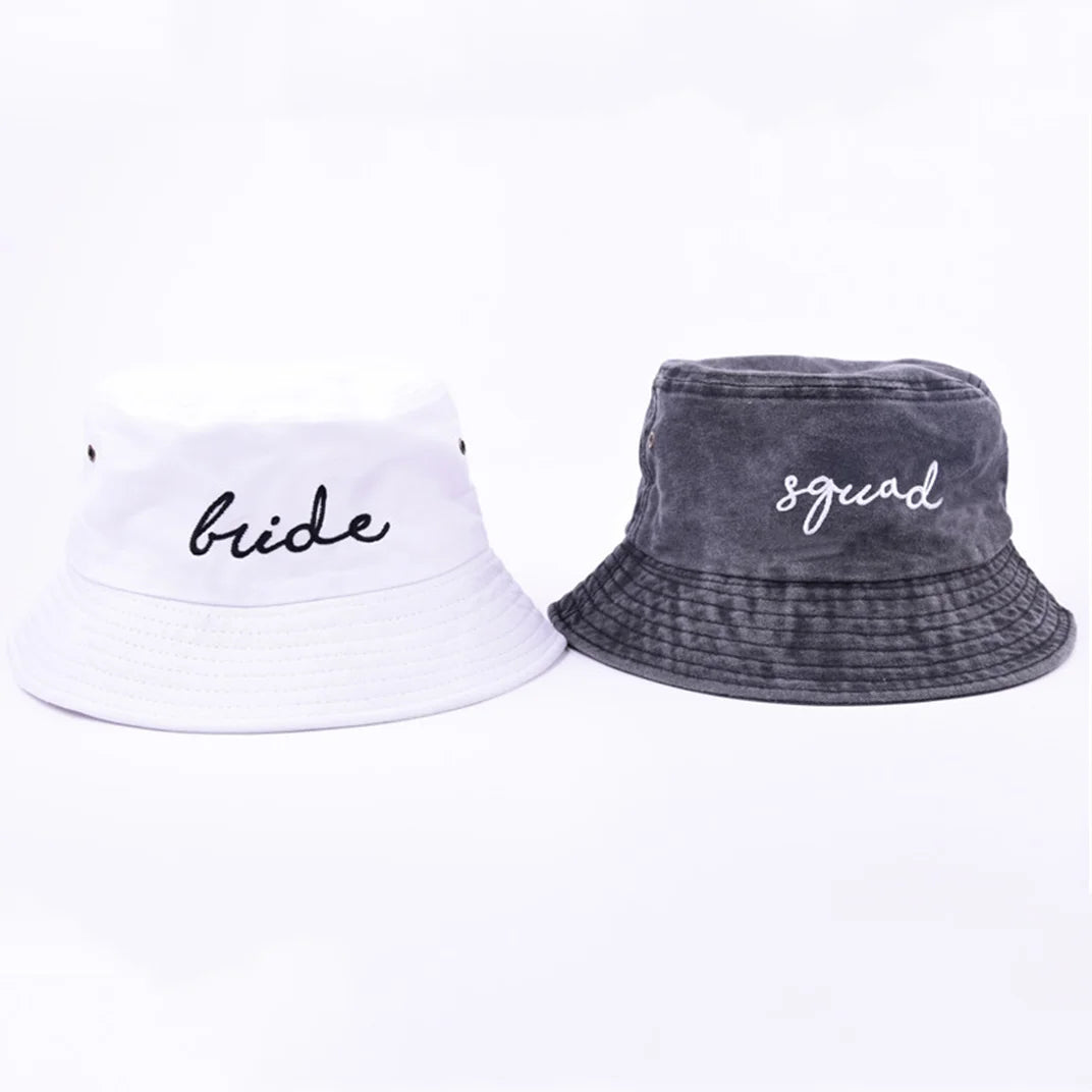 bride squad bucket hats - embroidered hen party hats