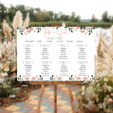 pink and peach floral seating plan sign for wedding - personalised wedding sign