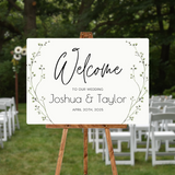 baby's breath floral wedding welcome sign - affordable personalised welcome signs