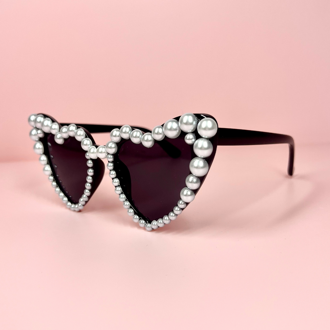 Pink heart shaped sunglasses sales
