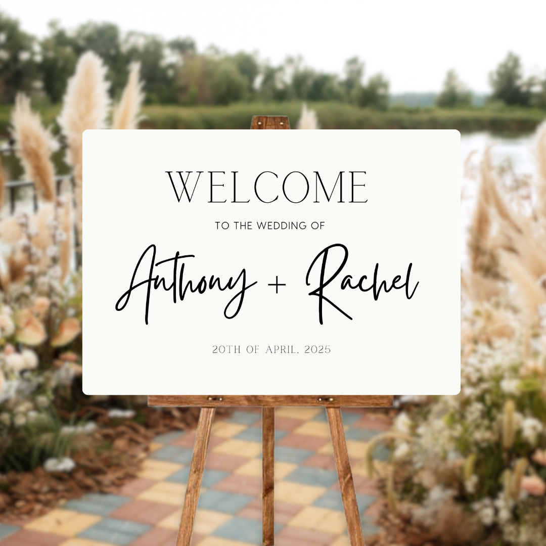 minimalist wedding welcome sign - affordable personalised welcome signs