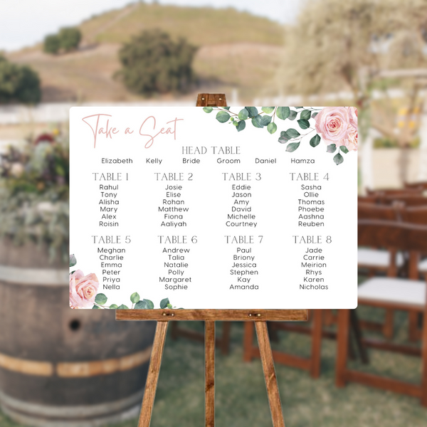 Pink Roses Floral Take A Seat Sign