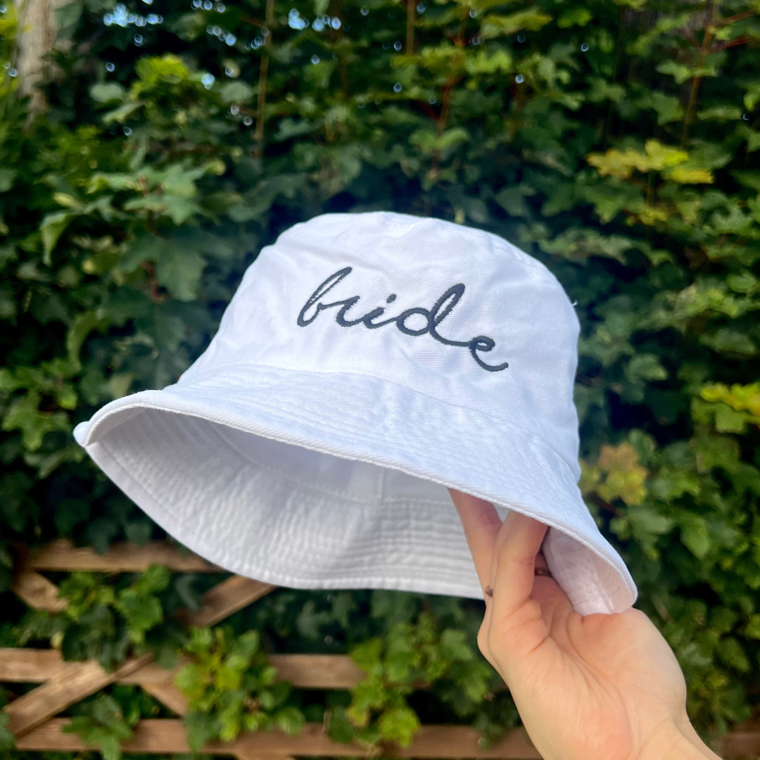 Bachelorette Party Floppy Hat With Writing Embroidered Bride Squad