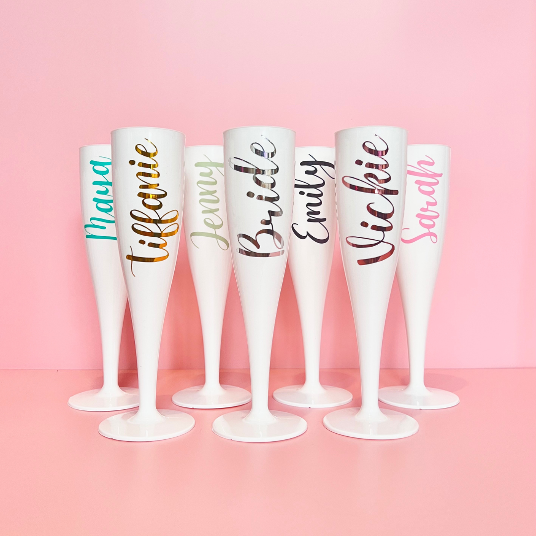 personalised flutes for hen party - customizable flutes for wedding celebrations