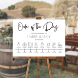 Timeless design white order of the day sign for weddings - personalised - customizable