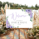 lilac and lavender floral wedding welcome sign - personalised wedding signs