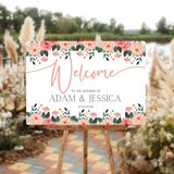 pink and peach floral wedding welcome sign - personalised wedding signs