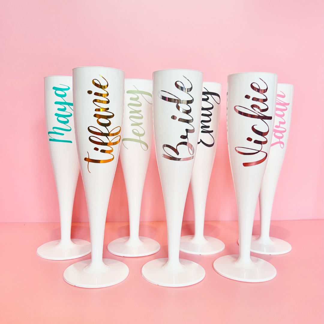 personalised flutes for hen party - customizable flutes for wedding celebrations