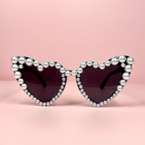 pearl embellished heart shaped sunglasses - bride sunglasses