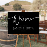 timeless black simple wedding welcome sign - personalised wedding signs