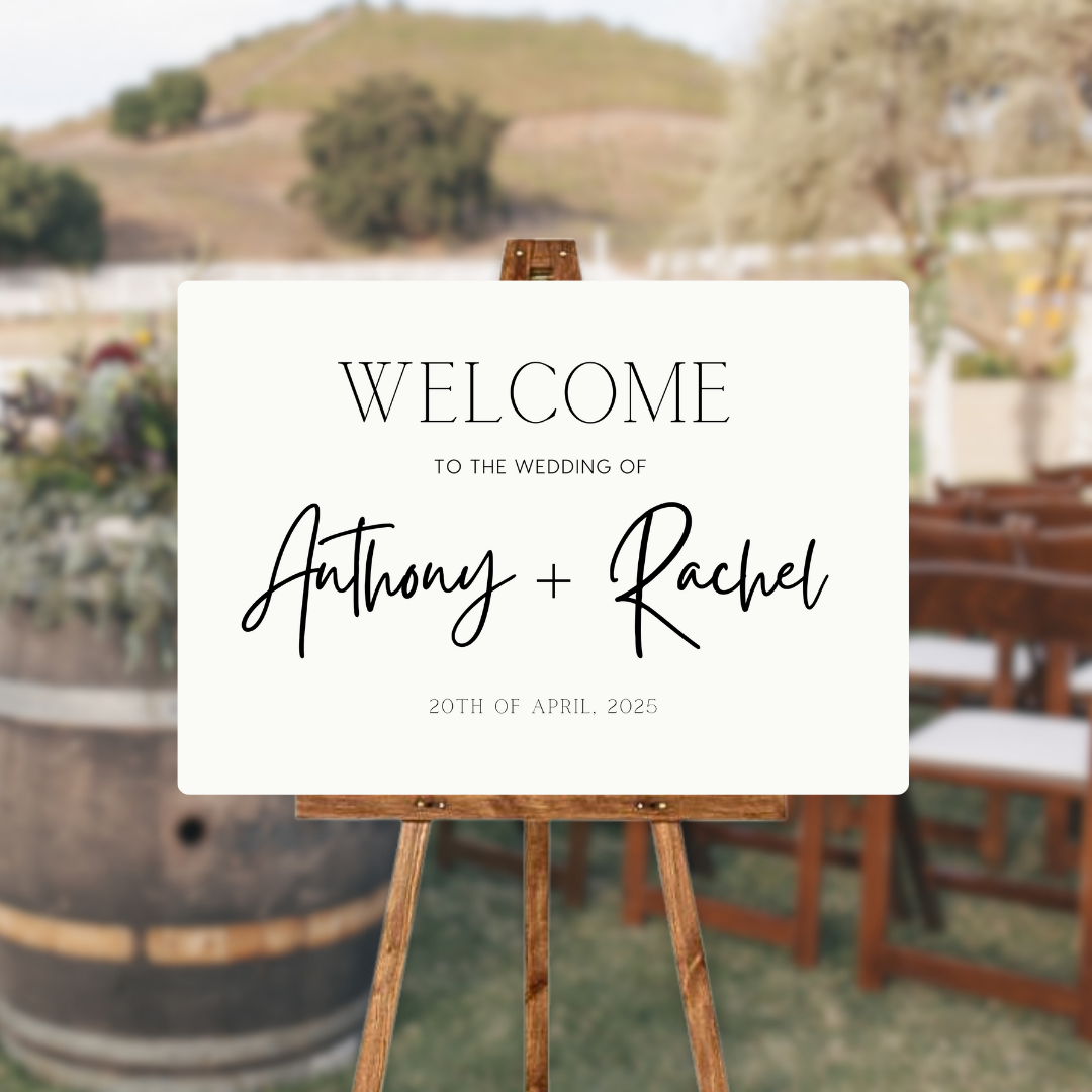 minimalist wedding welcome sign - affordable personalised welcome signs