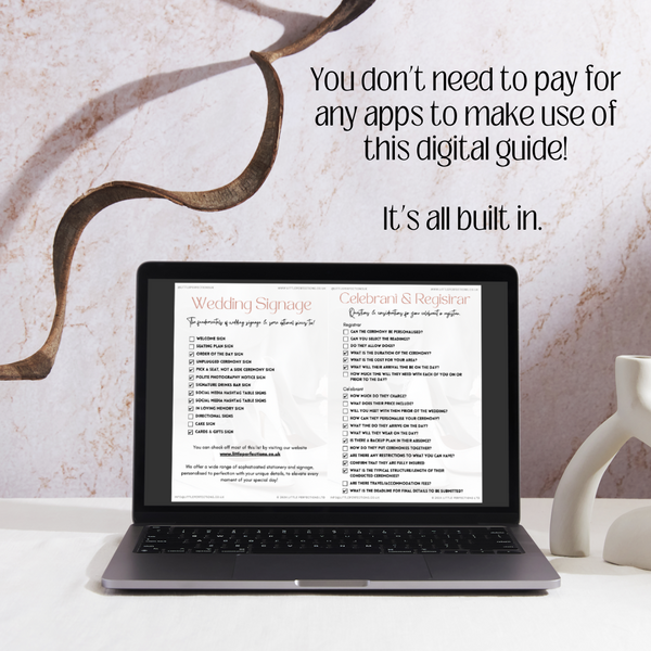 Digital wedding planning guide - interactive wedding checklists - bride guide for wedding planning