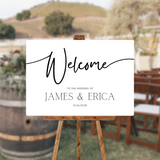 timeless white simple wedding welcome sign - personalised wedding signs