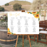 sunflowers floral seating plan weddingg sign - affordable personalised wedding signs