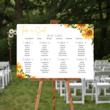 sunflowers floral seating plan weddingg sign - affordable personalised wedding signs