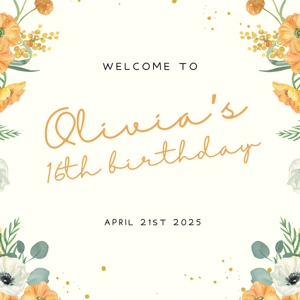 Birthday Welcome Sign - Mustard Floral