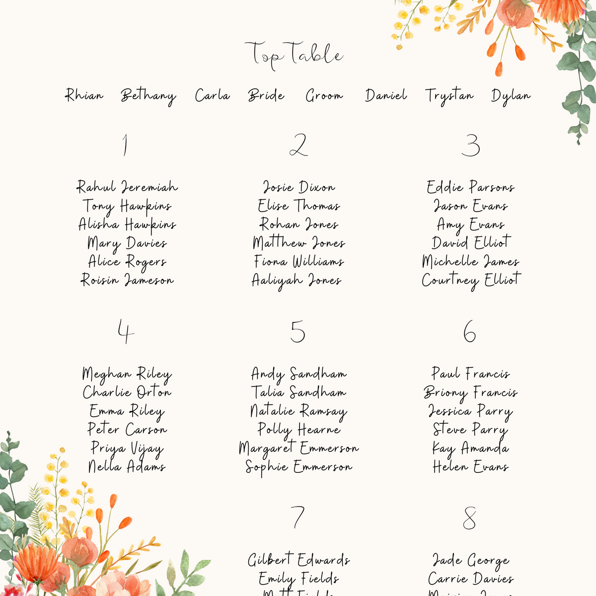 autumn wedding seating plan sign - custom take a seat wedding sign - wedding breakfast seating chart autumnal