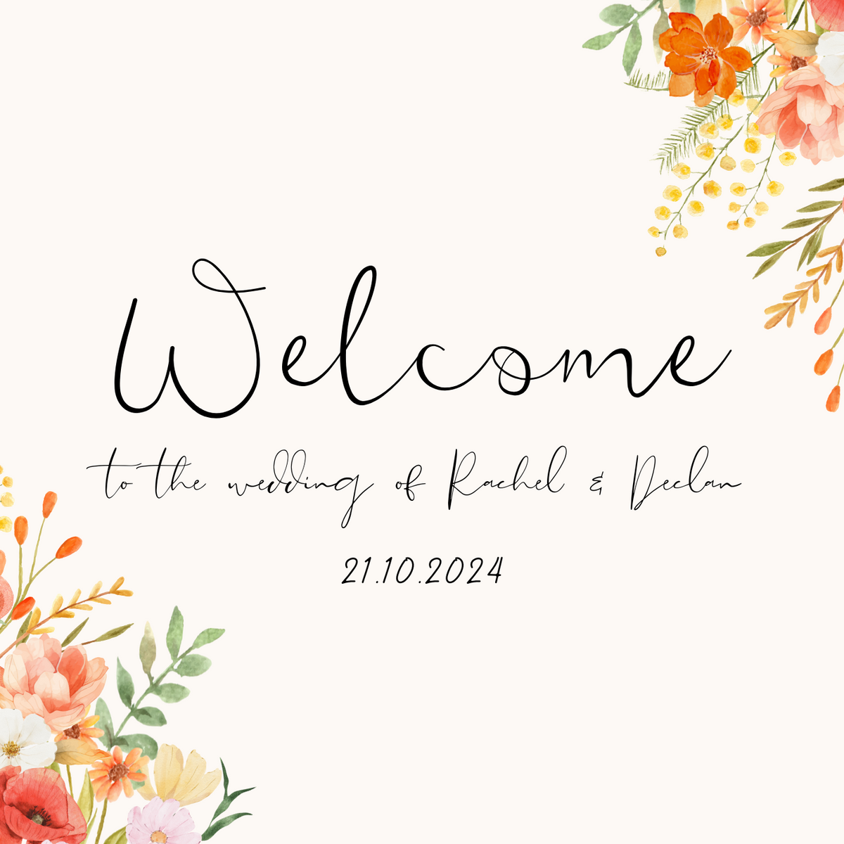 autumn wedding welcome sign- custom wedding welcome board for autumn - fall wedding welcome sign