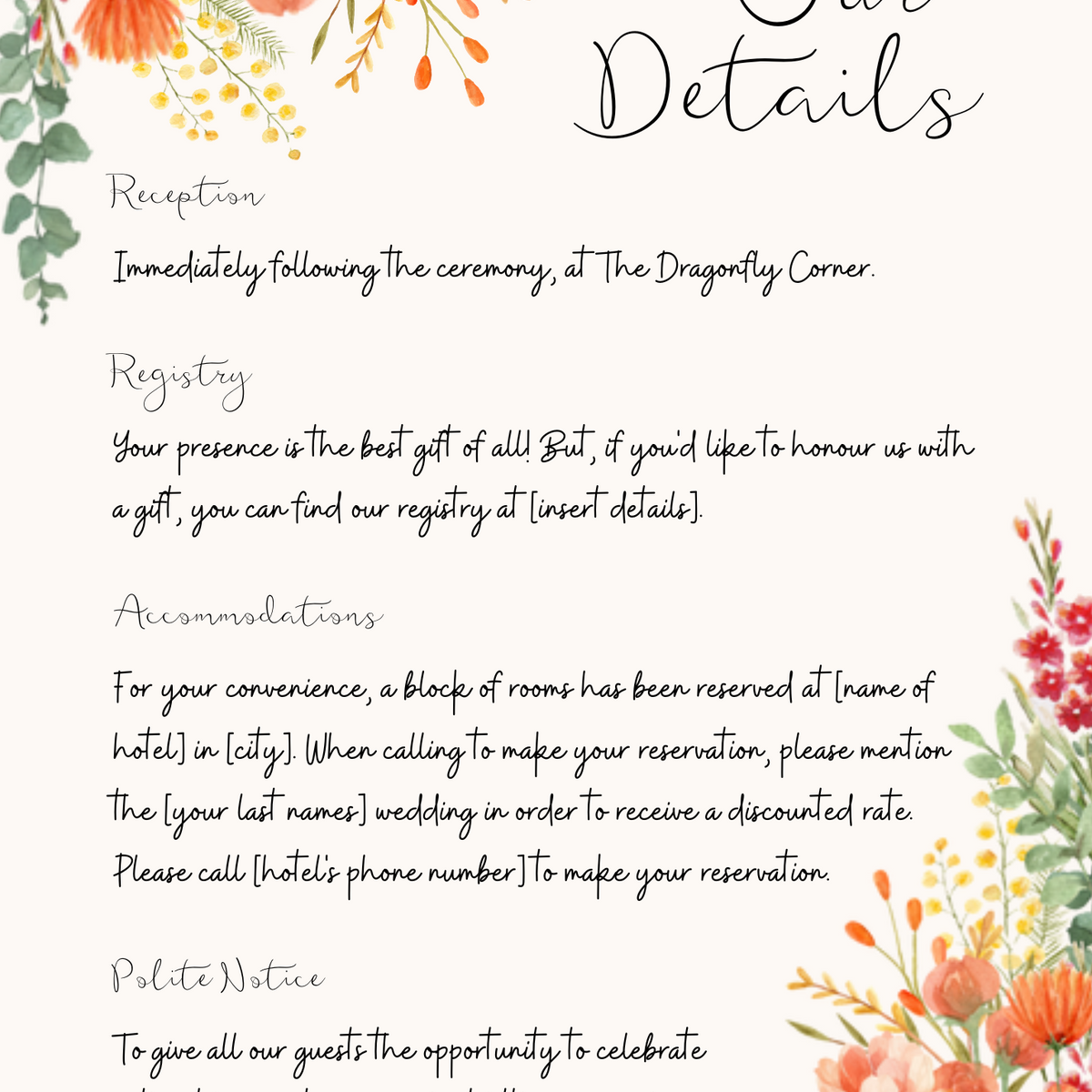 Autumnal Wedding Invitations