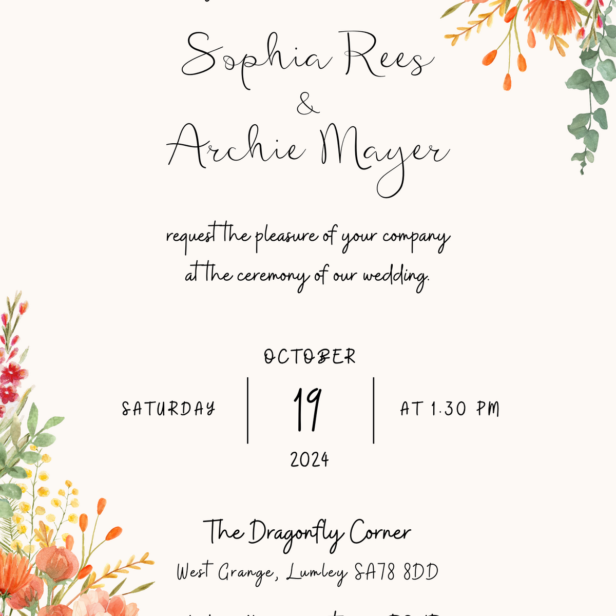 Autumnal Wedding Invitations