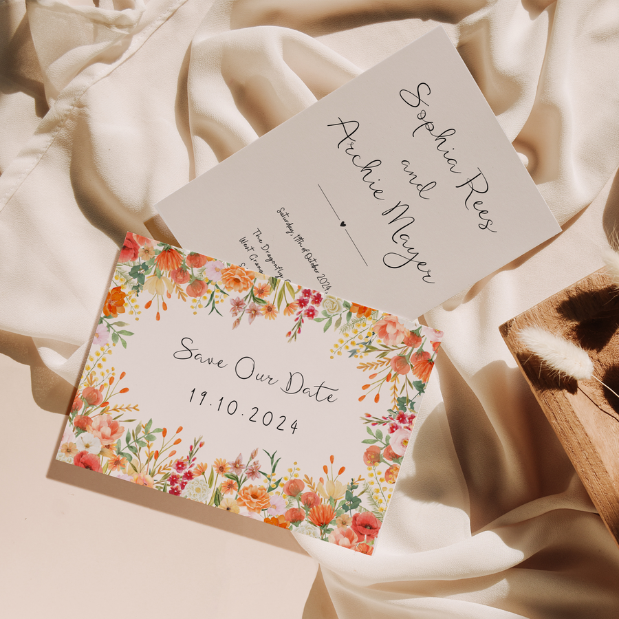autumn wedding save the date customisable - personalised save the date - autumn save the date