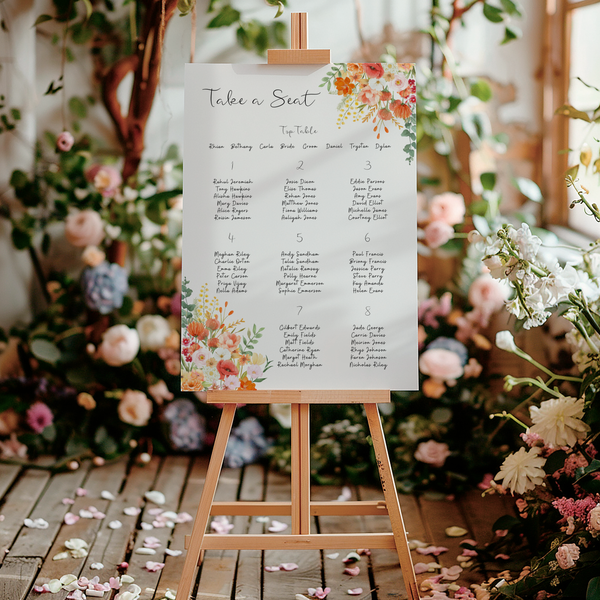 autumn wedding seating plan sign - custom take a seat wedding sign - wedding breakfast seating chart autumnal