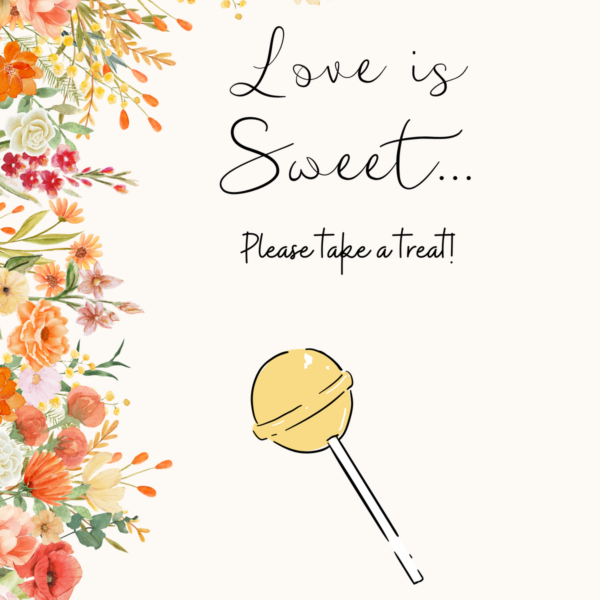 autumn wedding love is sweet sign - sweet table sign for autumn wedding - customised wedding signs uk