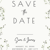 baby's breath floral wedding save the date invites - affordable personalised save the dates