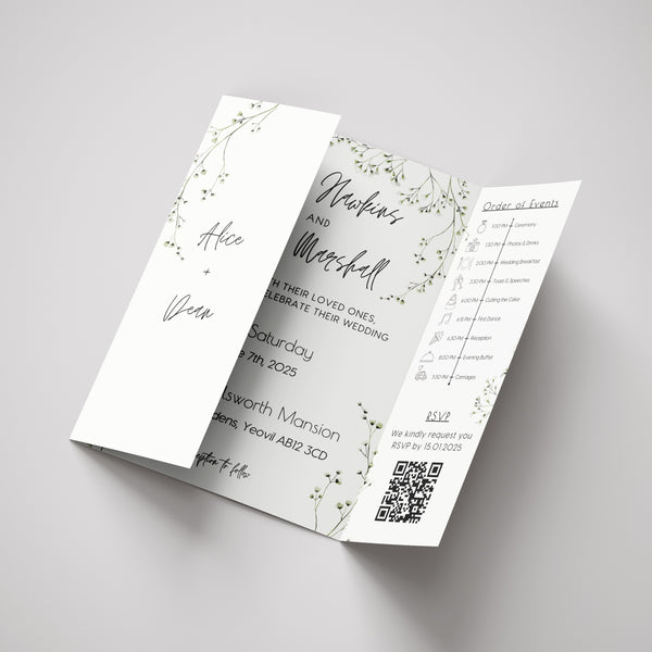 Baby's Breath Floral Gatefold Wedding Invitations