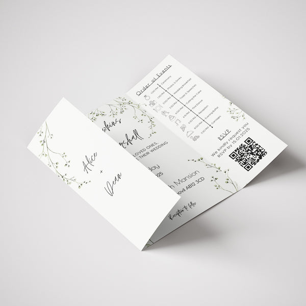 Baby's Breath Floral Gatefold Wedding Invitations