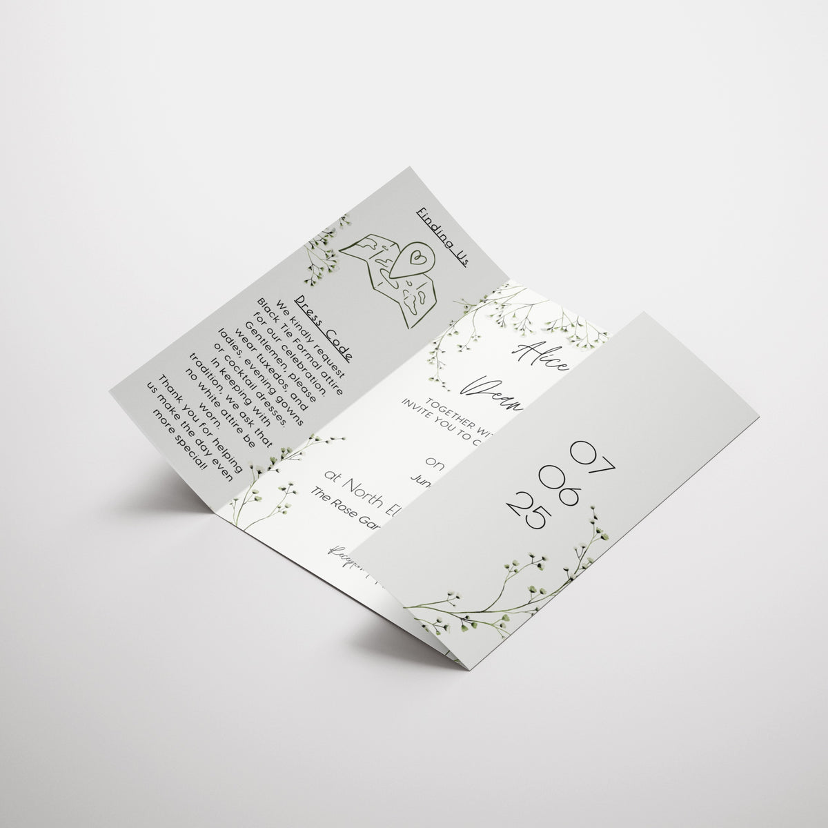 Baby's Breath Floral Gatefold Wedding Invitations