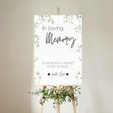 baby's breath floral in loving memory table sign - affordable personalised wedding signs