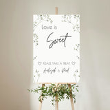 baby's breath floral wedding sweet table sign - personalised love is sweet sign 