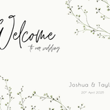 baby's breath floral wedding welcome sign, featuring a natural off-white background, and delicate gypsophila florals, for that dainty elegant aesthetic.
